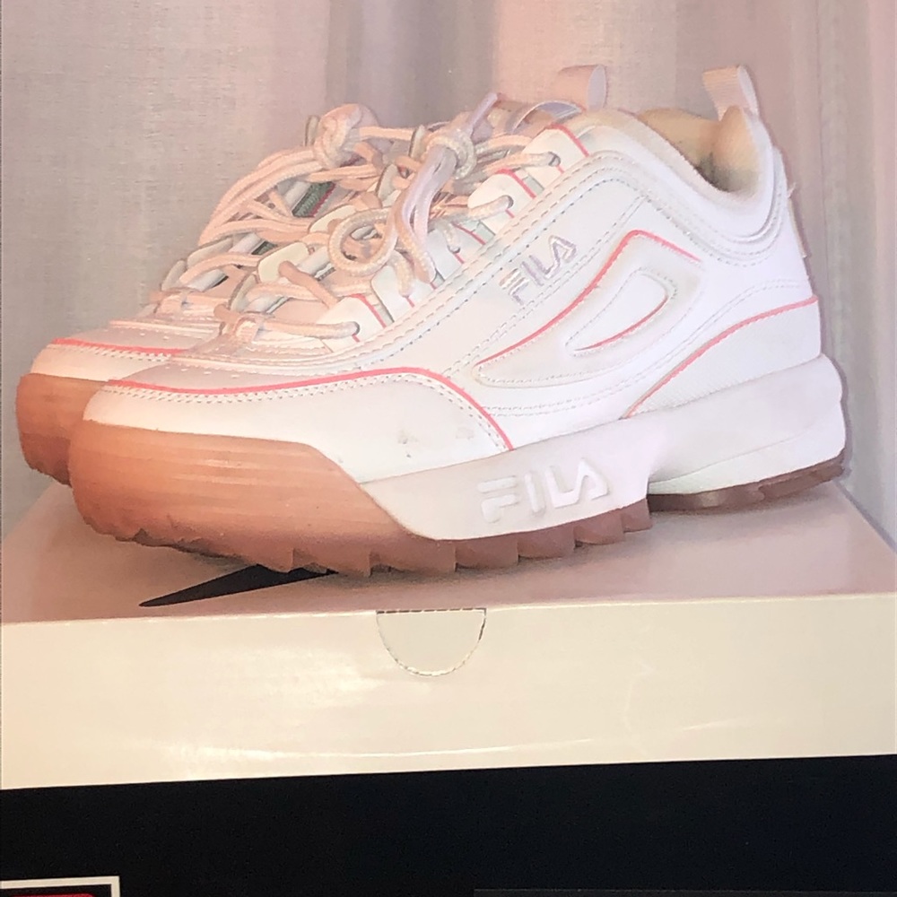 Pink & White Fila Women’s Shoes